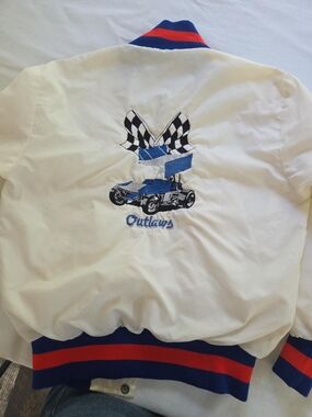 Vintage DeLONG Outlaws Sprint Car Racing Satin Jacket Made in USA Small